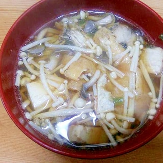 豚キノコ豆腐汁/豚こま豆腐えのきしめじ油揚げ小ねぎ